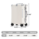 ModernLuxe 20" Luggage with USB&Type-C Port, Cup Holder, Handy Hooks & 360° Spinner Wheels, Hard Shell Carry-On Suitcase Travel Trolley