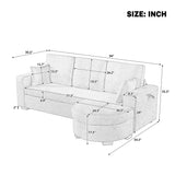 94"W L-Shaped Sectional Sofa Chenille Upholstered Sofa 3-Seater Couch with Storage Ottoman, USB Port & Cup Holders