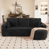 94"W L-Shaped Sectional Sofa Chenille Upholstered Sofa 3-Seater Couch with Storage Ottoman, USB Port & Cup Holders