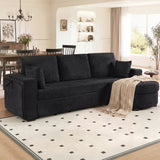 94"W L-Shaped Sectional Sofa Chenille Upholstered Sofa 3-Seater Couch with Storage Ottoman, USB Port & Cup Holders