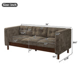 78" Chenille Upholstered Sofa, 3 Seater Couch with Square Arms, Tufted Pillow Back & Rubber Wood Legs for Living Room, Apartment