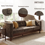 78" Chenille Upholstered Sofa, 3 Seater Couch with Square Arms, Tufted Pillow Back & Rubber Wood Legs for Living Room, Apartment