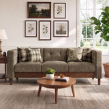 78" Chenille Upholstered Sofa, 3 Seater Couch with Square Arms, Tufted Pillow Back & Rubber Wood Legs for Living Room, Apartment