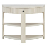 Fluted Half Moon Console Table, Sofa Table with Drawer & 2 Shelves for Entryway, Living Room, Hallway