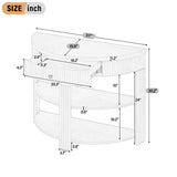 Fluted Half Moon Console Table, Sofa Table with Drawer & 2 Shelves for Entryway, Living Room, Hallway