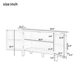 Fluted Sideboard Pine Wood Buffet Storage Cabinet Sofa Table, Mid-Century Modern Style with Curved Extension Shelves