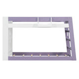 Twin Over Twin XL Bunk Bed Loft Bed with Storage Shelves & Guardrail Storage Basket for Kids&Teens, White+Light Purple