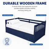 Twin to King Extendable Daybed Convertible Sleeper Sofa Bed Platform Bed Frame with Pull-Out Trundle & Drawers, Blue
