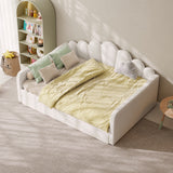 Queen Size Velvet Shell Daybed Frame, Scalloped Upholstered Sofa Bed with Trundle