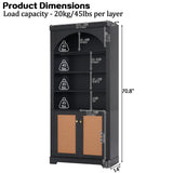 Tall Arched Bookcase with 3-Color LED Lights, Modern Bookshelf Display Cabinet Shelf with Doors & Adjustable Shelves