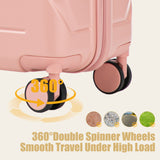 28" Luggage with Crack-Resistant Handle, Hook, 360° Spinner Wheels&Combination Lock, Hard Shell Checked Suitcase Travel Trolley, Pink