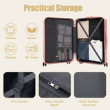 28" Luggage with Crack-Resistant Handle, Hook, 360° Spinner Wheels&Combination Lock, Hard Shell Checked Suitcase Travel Trolley, Pink