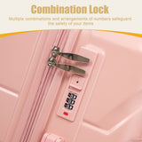 28" Luggage with Crack-Resistant Handle, Hook, 360° Spinner Wheels&Combination Lock, Hard Shell Checked Suitcase Travel Trolley, Pink