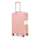 28" Luggage with Crack-Resistant Handle, Hook, 360° Spinner Wheels&Combination Lock, Hard Shell Checked Suitcase Travel Trolley, Pink