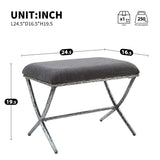 24.5" Rectangular Upholstered Ottoman, Footrest Bench with Hammered Metal Legs for Living Room, Bedroom, Entryway