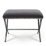 24.5" Rectangular Upholstered Ottoman, Footrest Bench with Hammered Metal Legs for Living Room, Bedroom, Entryway