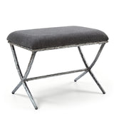 24.5" Rectangular Upholstered Ottoman, Footrest Bench with Hammered Metal Legs for Living Room, Bedroom, Entryway