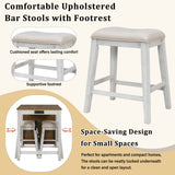 3PCS Bar Table Set Counter Height Dining Set with 2 Padded Bar Stools, Power Outlet&Drawers, Kitchen Breakfast Nook Dinette, Natural