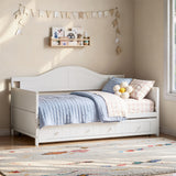 Twin Size Daybed Sleeper Sofa Bed Platform Bed Frame with Trundle, White