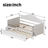 Twin Size Daybed Sleeper Sofa Bed Platform Bed Frame with Trundle, White