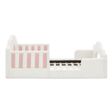 Twin Size Kids Upholstered Platform Bed Frame Cloud Toddler Bed with Soft Cushion, Rounded Corner & Safety Guardrail, White