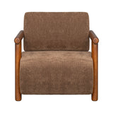 Accent Chair Oversized Cushioned Single Sofa Chair with Solid Wood Thick Arm, Comfy Upholstered Armchair Curved Lounge Chair, Brown