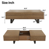 Sliding Top Coffee Table with Hidden Storage Compartment, Expandable Wood Tabletop Center Table for Living Room, Apartment