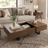 Sliding Top Coffee Table with Hidden Storage Compartment, Expandable Wood Tabletop Center Table for Living Room, Apartment
