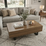 Sliding Top Coffee Table with Hidden Storage Compartment, Expandable Wood Tabletop Center Table for Living Room, Apartment
