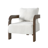 Accent Chair Cushioned Single Sofa Chair Solid Wood Upholstered Armchair Comfy Padded Lounge Chair with Pillow, Beige