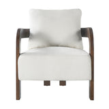 Accent Chair Cushioned Single Sofa Chair Solid Wood Upholstered Armchair Comfy Padded Lounge Chair with Pillow, Beige