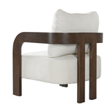 Accent Chair Cushioned Single Sofa Chair Solid Wood Upholstered Armchair Comfy Padded Lounge Chair with Pillow, Beige