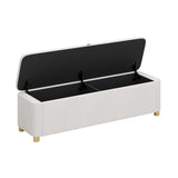 59" Upholstered Velvet Storage Ottoman Bench with Rubberwood Legs, End of Bed Bench with Storage for Bedroom, Entryway