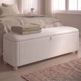 59" Upholstered Velvet Storage Ottoman Bench with Rubberwood Legs, End of Bed Bench with Storage for Bedroom, Entryway