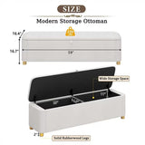 Queen Size Upholstered Velvet Platform Bed Frame with Storage Bench Ottoman, Padded Tall Wingback Headboard, Wood & Metal Support, Cream