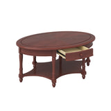 Vintage Oval Coffee Table with Drawer & Open Shelf, 45" Cocktail Table Accent Table for Living Room, Apartment