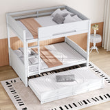 Bunk Bed Frame with Safety Guardrails, Drawers & Trundle for Kids/Teens/Adults,No Box Spring Needed
