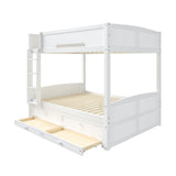 Bunk Bed Frame with Safety Guardrails, Drawers & Trundle for Kids/Teens/Adults,No Box Spring Needed