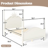 Full Size Crown Shaped Four Poster Platform Bed Wooden Bed Frame with Curved Headboard