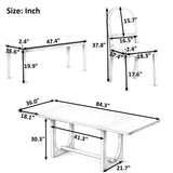 6-Piece 48.1"-84.3" Extendable Dining Table Set for 6, Large Family Kitchen Table with 4 Padded Dining Chairs & Bench, Natural