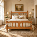 Full Size Classic Spindle Platform Bed Farmhouse Wood Bed Frame