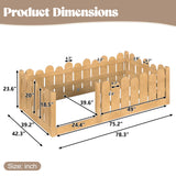 Twin Size Kids Floor Bed Montessori Platform Bed Frame Cute Toddler Bed with Fence-Style Safety Guardrail, Natural