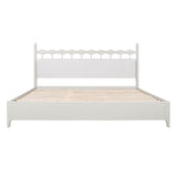 King Size Platform Bed Frame with Upholstered Headboard, 800LBS Weight Capacity, Beige+White
