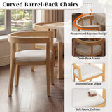 Set of 2 Dining Chairs, Upholstered Kitchen Chairs with Curved Back & Rubber Wood Frame for Dining Room, Living Room