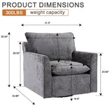 360° Swivel Accent Chair Upholstered Club Chair Comfy Single Sofa Chair Ergonomic Armchair Reading Chair, Gray