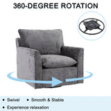 360° Swivel Accent Chair Upholstered Club Chair Comfy Single Sofa Chair Ergonomic Armchair Reading Chair, Gray