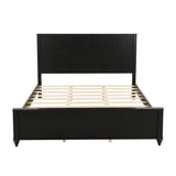 King Size Platform Bed Frame with Fluted Headboard&Footboard, Black