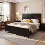 King Size Platform Bed Frame with Fluted Headboard&Footboard, Black