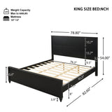 King Size Platform Bed Frame with Fluted Headboard&Footboard, Black