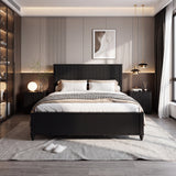 King Size Platform Bed Frame with Fluted Headboard&Footboard, Black